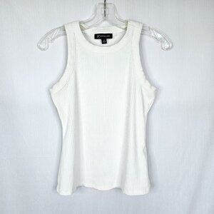 INC International Concepts | White Ribbed Semi-Crop Tank Top | XS